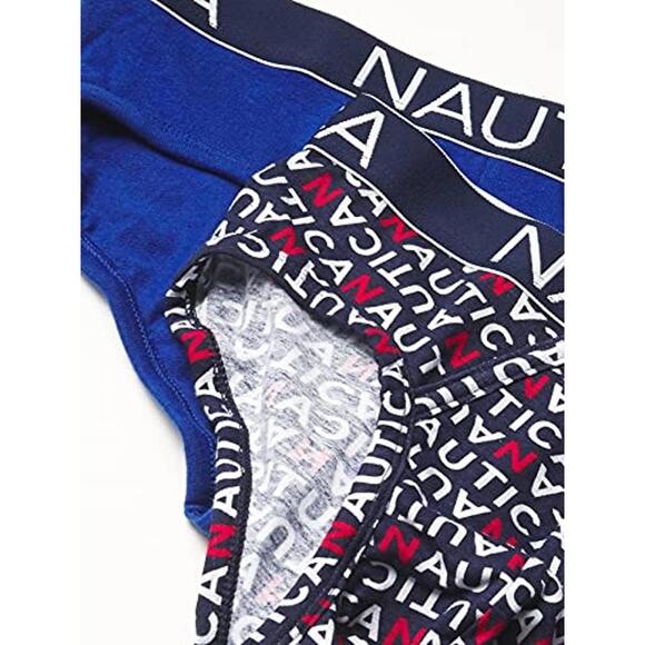Nautica Men's 3 Pack Cotton Stretch Briefs, Windsurf/Aero Logo Print, X-Large - Picture 1 of 5